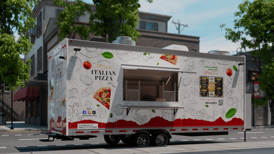 Pizza Food Trailer Final Wrap California